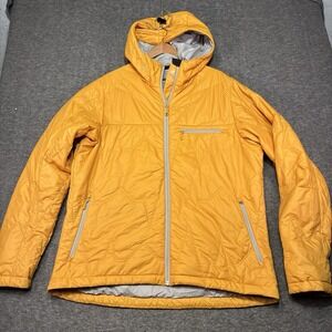 Stoic Luft Full Zip Hooded Puffer Jacket Men's Size XL Yellow Ski Pertex Snow